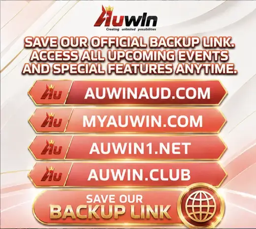 Auwin pop-up listing the official backup links