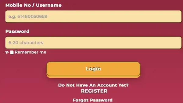 Auwin login form with mobile number and password fields