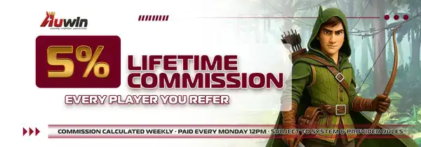 Auwin 5% lifetime commission banner