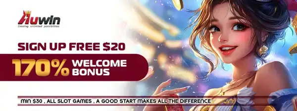 Auwin sign up free $20 and 170% welcome bonus banner